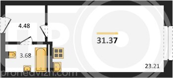 Миниатюра квартира-студия, 31,37кв.м.