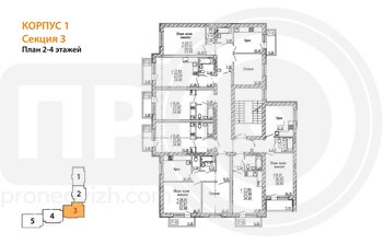 Миниатюра 1-комнатная квартира, 24.4кв.м