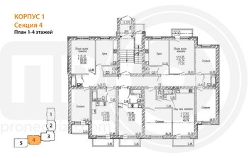 Миниатюра 1-комнатная квартира, 24.3кв.м