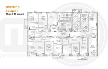 Миниатюра 1-комнатная квартира, 43.57кв.м
