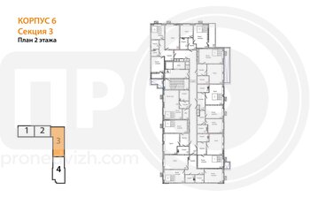 Миниатюра 2-комнатная квартира, 59.71кв.м