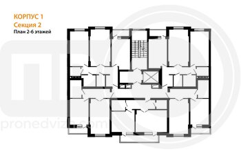 Миниатюра 1-комнатная квартира, 43.6кв.м