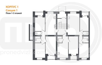 Миниатюра 3-комнатная квартира, 79.33кв.м