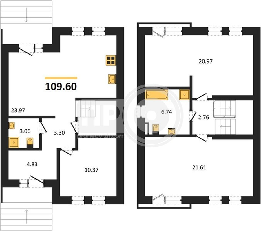 3-комнатная квартира, 109.6кв.м