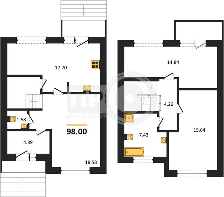 3-комнатная квартира, 98кв.м