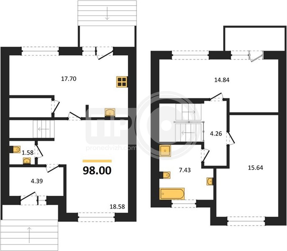 3-комнатная квартира, 98кв.м