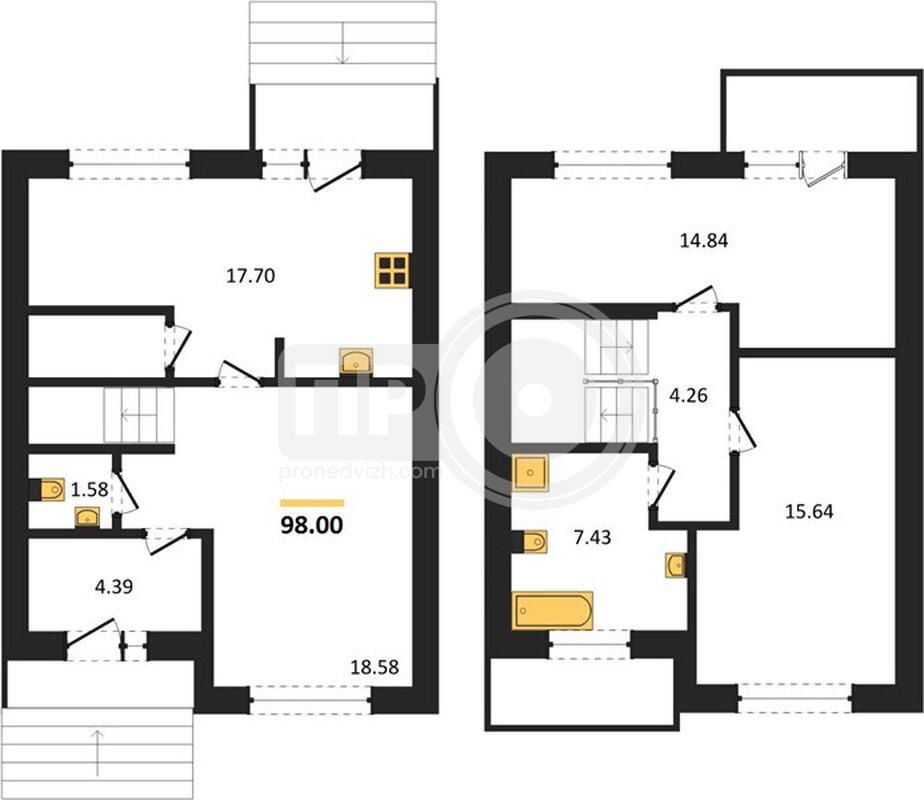 3-комнатная квартира, 98кв.м