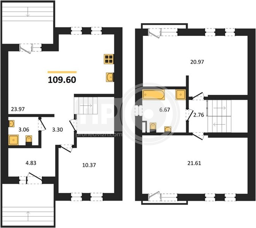 3-комнатная квартира, 109.6кв.м