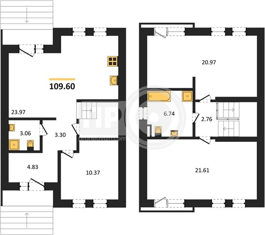 3-комнатная квартира, 109.6кв.м