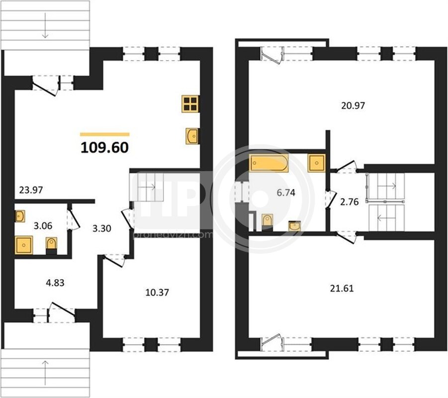 3-комнатная квартира, 109.6кв.м