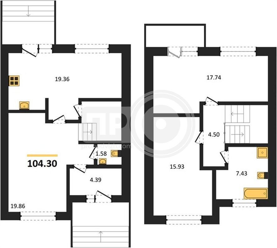 3-комнатная квартира, 104.3кв.м