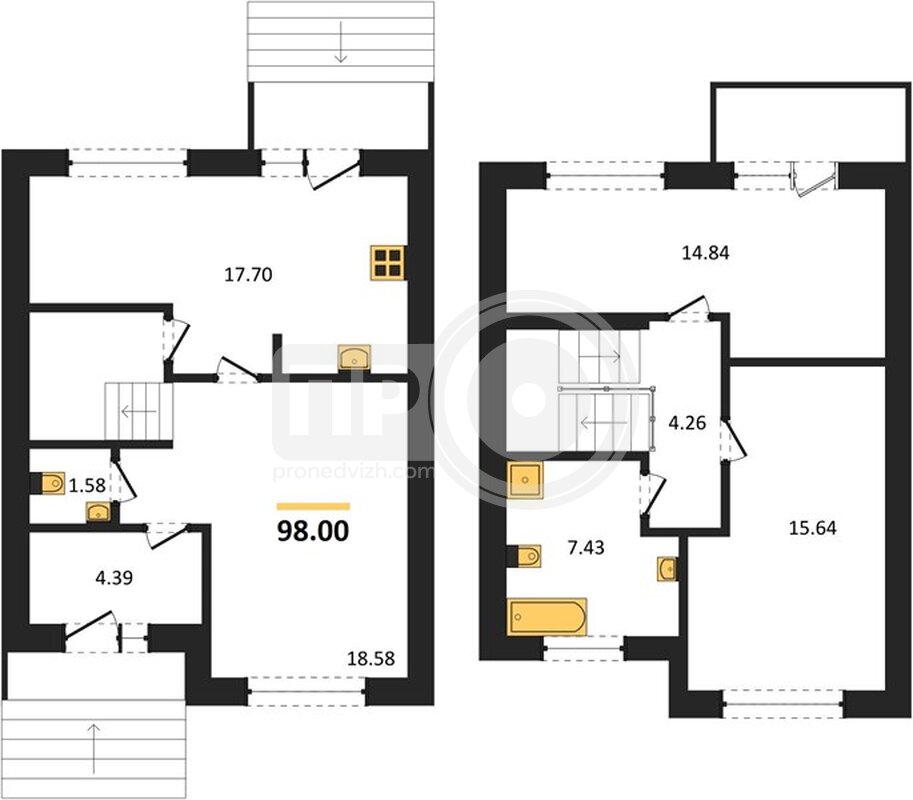 3-комнатная квартира, 98кв.м