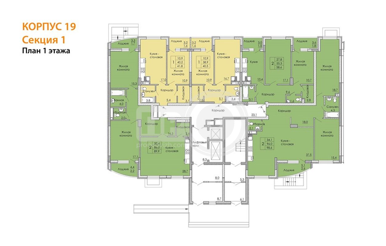 2-комнатная квартира, 89.9кв.м