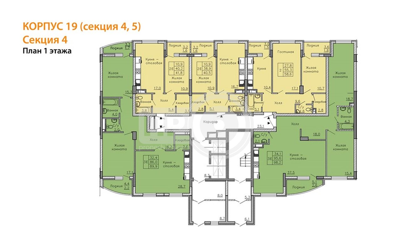 2-комнатная квартира, 89.9кв.м
