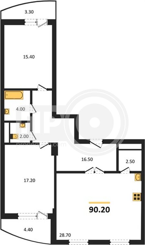 2-комнатная квартира, 90.2кв.м