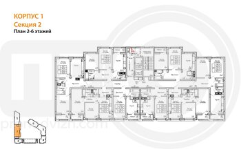 Миниатюра 2-комнатная квартира, 59.8кв.м