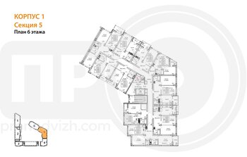 Миниатюра 2-комнатная квартира, 60.6кв.м