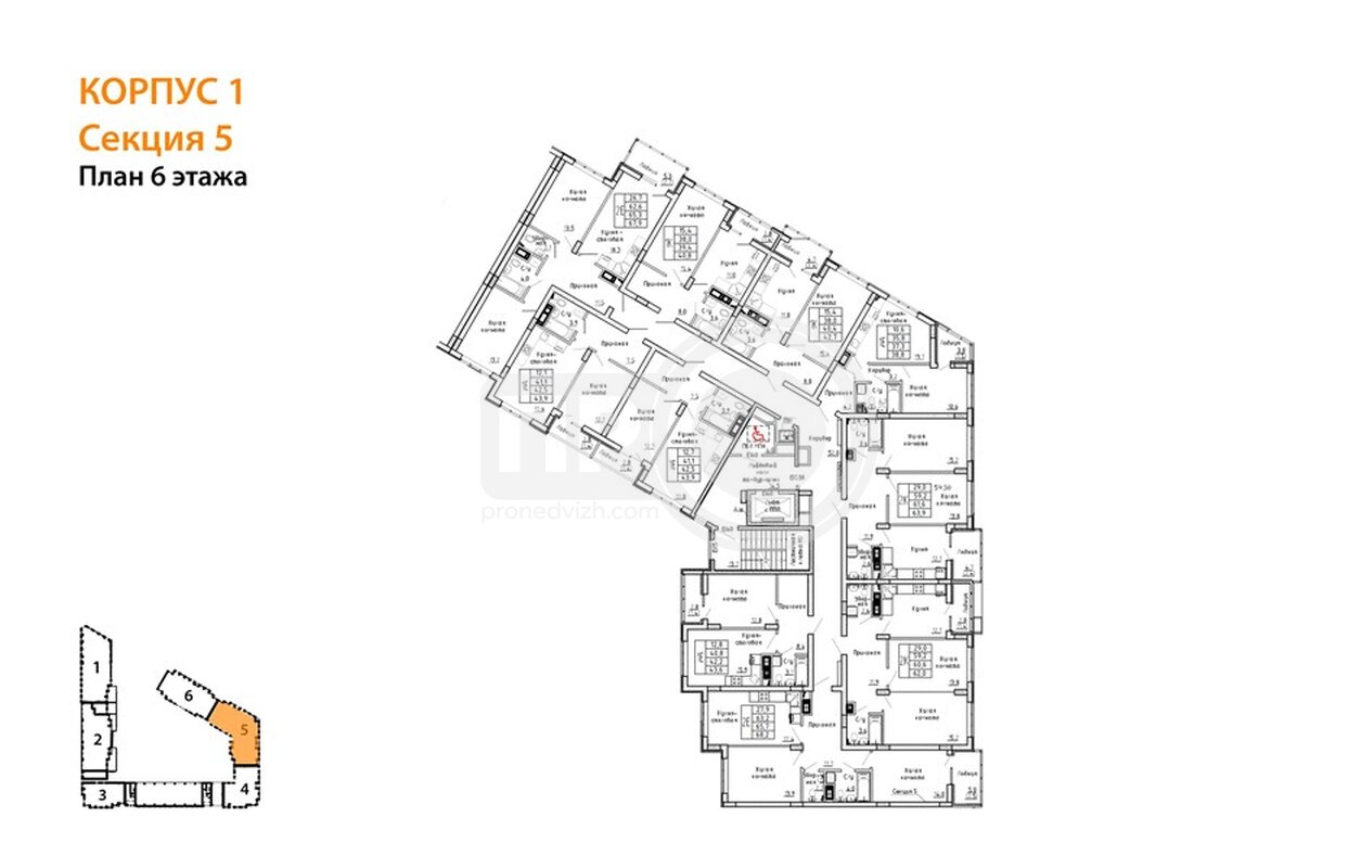 2-комнатная квартира, 60.6кв.м