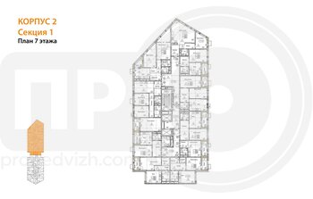 Миниатюра 2-комнатная квартира, 74.63кв.м
