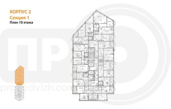 Миниатюра 2-комнатная квартира, 74.76кв.м