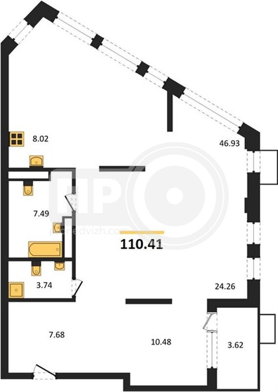 4-комнатная квартира, 110.41кв.м