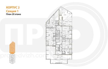 Миниатюра 2-комнатная квартира, 61.87кв.м