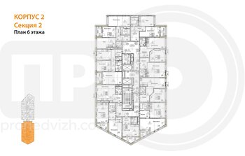 Миниатюра 1-комнатная квартира, 52.53кв.м