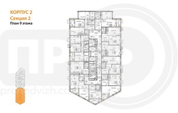 Миниатюра 1-комнатная квартира, 46.27кв.м