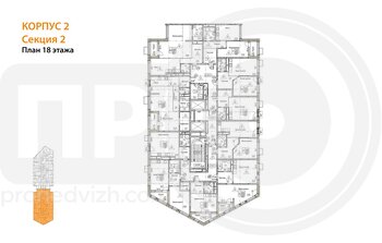 Миниатюра 1-комнатная квартира, 52.63кв.м