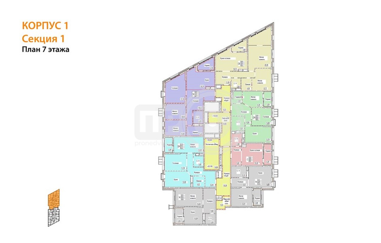 2-комнатная квартира, 61.75кв.м