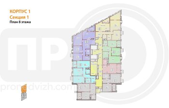 Миниатюра 2-комнатная квартира, 55.57кв.м