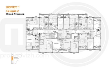 Миниатюра 1-комнатная квартира, 45.4кв.м