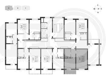 Миниатюра 1-комнатная квартира, 37.8кв.м