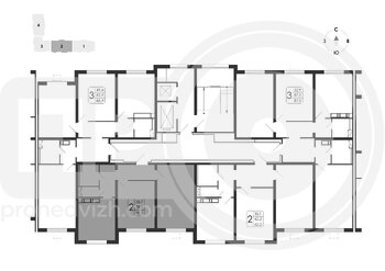 Миниатюра 2-комнатная квартира, 58.7кв.м